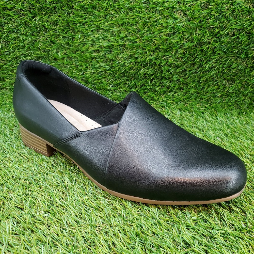 Clarks Juliet Palm SIZE 9 Women's Leather Comfort Slip On Loafers Black